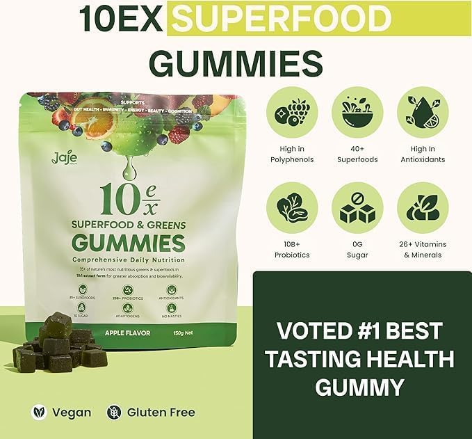 Jaje Health 10ex Supergreens Gummies w/Probiotics