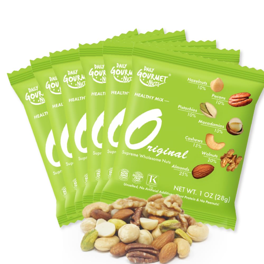 DAILY GOURMET NUTS Unsalted Mixed Nuts Snack Packs