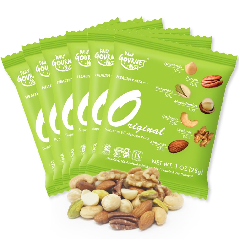 DAILY GOURMET NUTS Unsalted Mixed Nuts Snack Packs