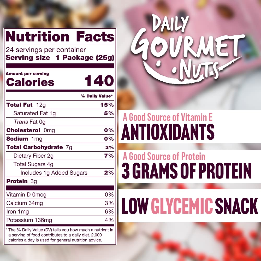 DAILY GOURMET NUTS Unsalted Mixed Nuts Snack Packs