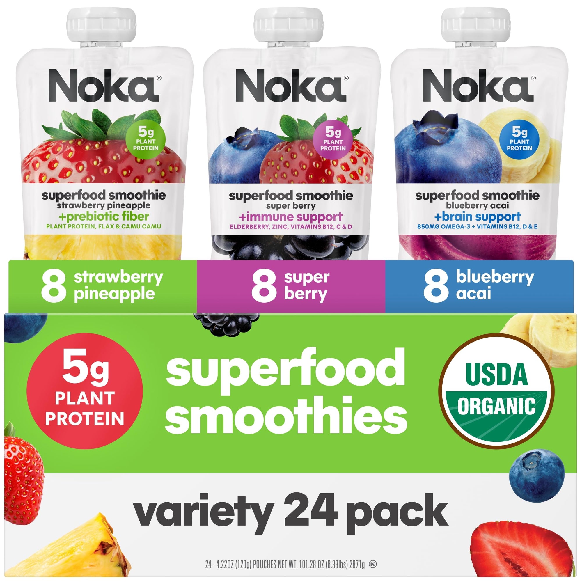Superfood Fruit Smoothie Pouches Variety Pack
