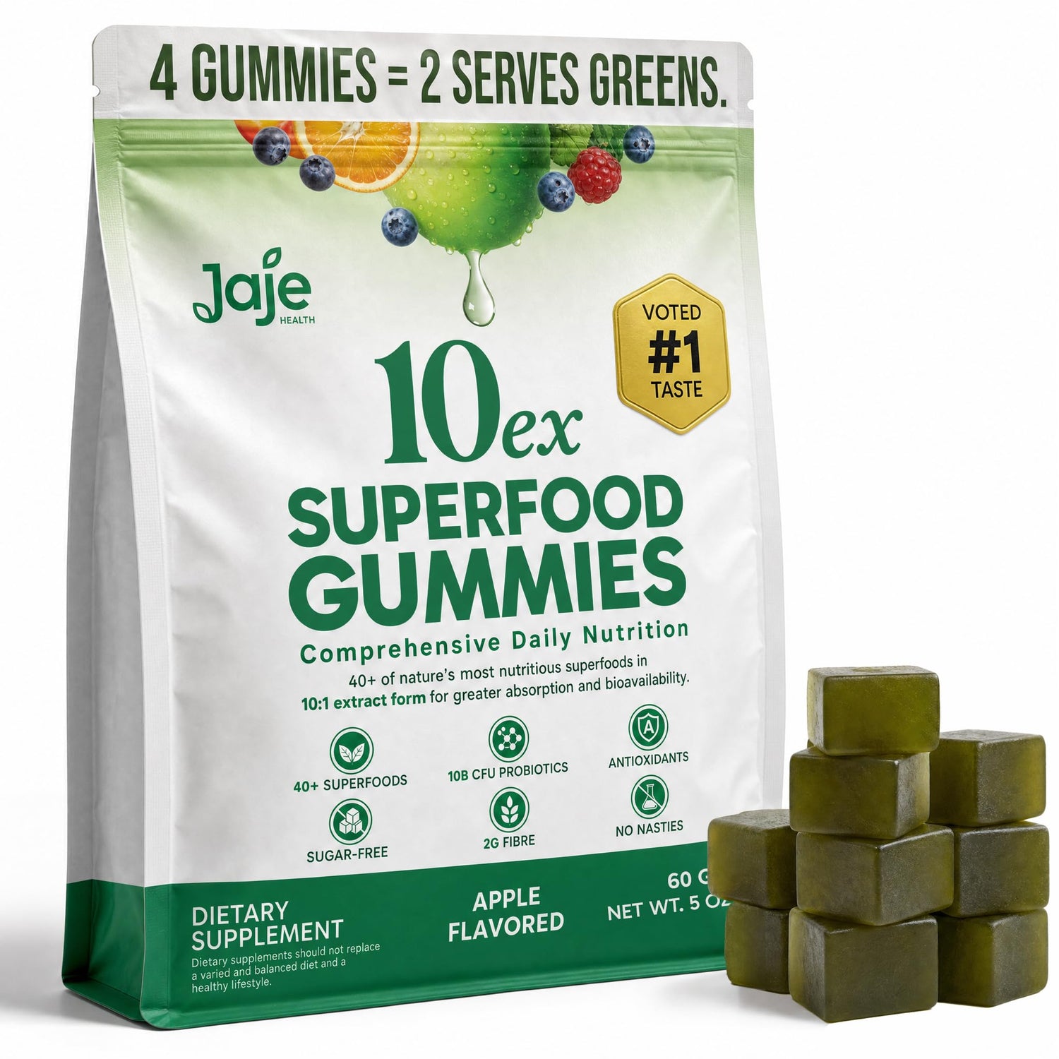 Jaje Health 10ex Supergreens Gummies w/Probiotics