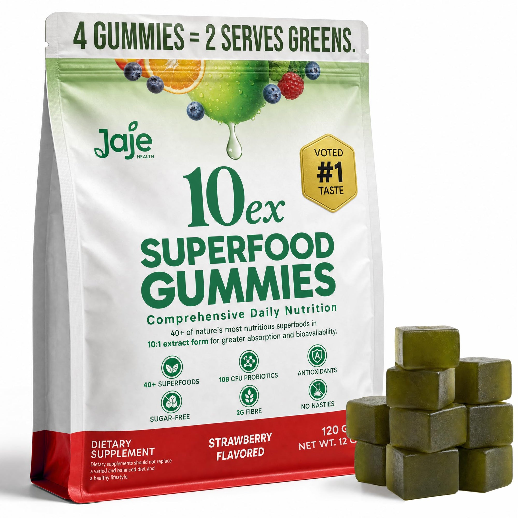Jaje Health 10ex Supergreens Gummies w/Probiotics