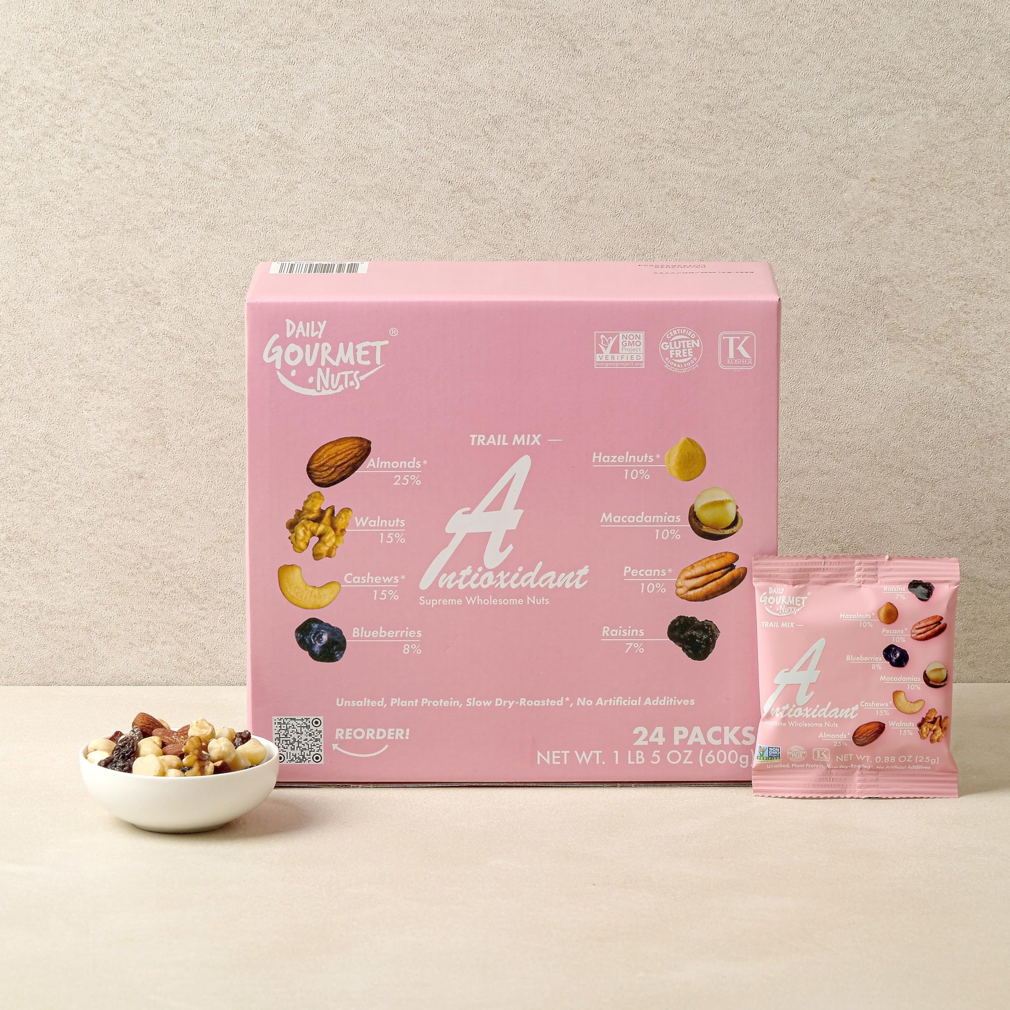 DAILY GOURMET NUTS Unsalted Mixed Nuts Snack Packs
